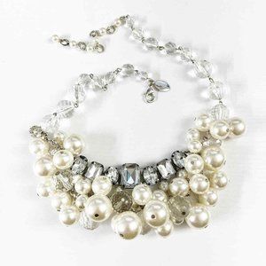 White House Black Market WHBM Pearl Crystal Necklace